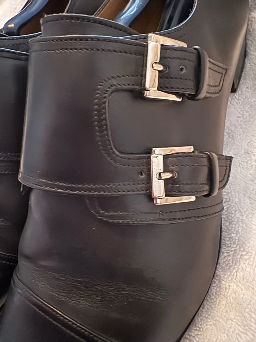 Christian Louboutin Black Double Monk Strap Leather Shoes